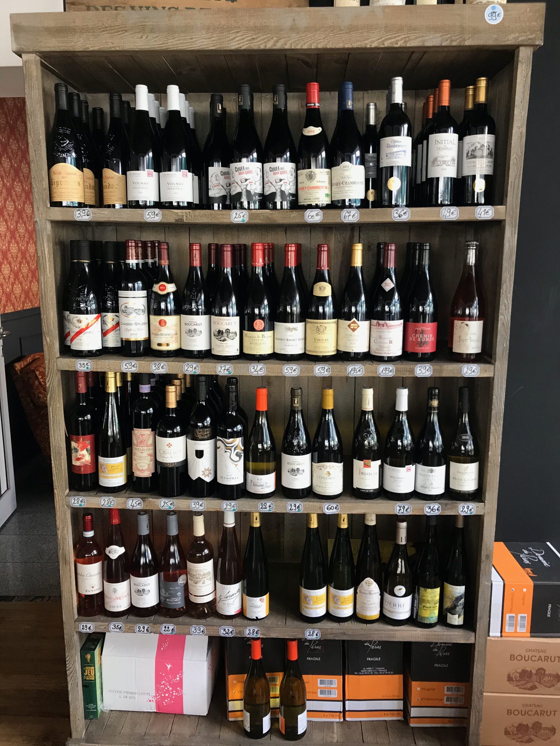 Cave à vins de la Brasserie Beaulieu — sélection avec vins biologiques